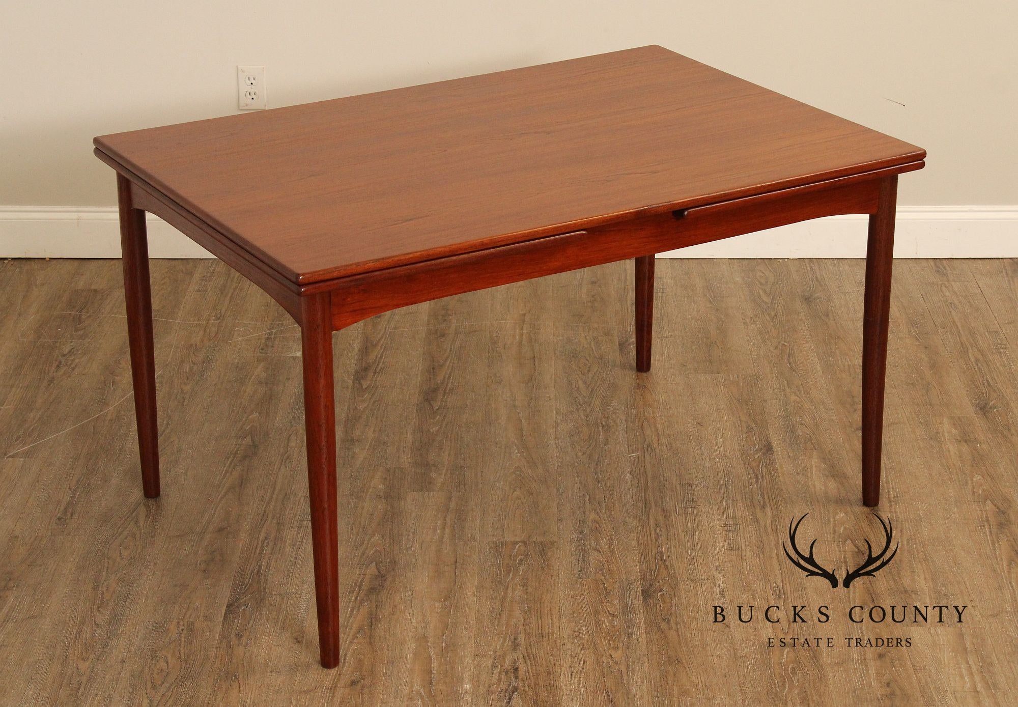 Danish Modern Teak Draw Leaf Dining Table