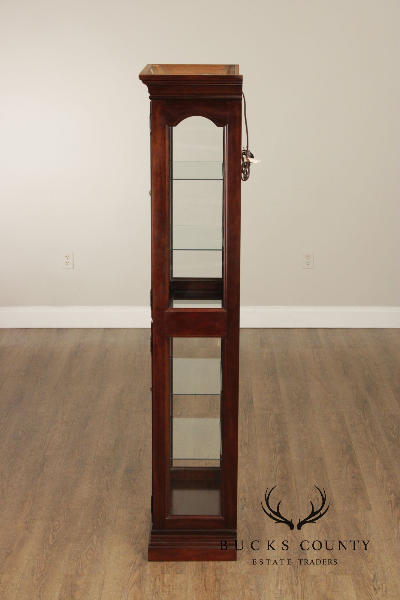 Jasper Traditional Cherry and Beveled Glass Display Cabinet