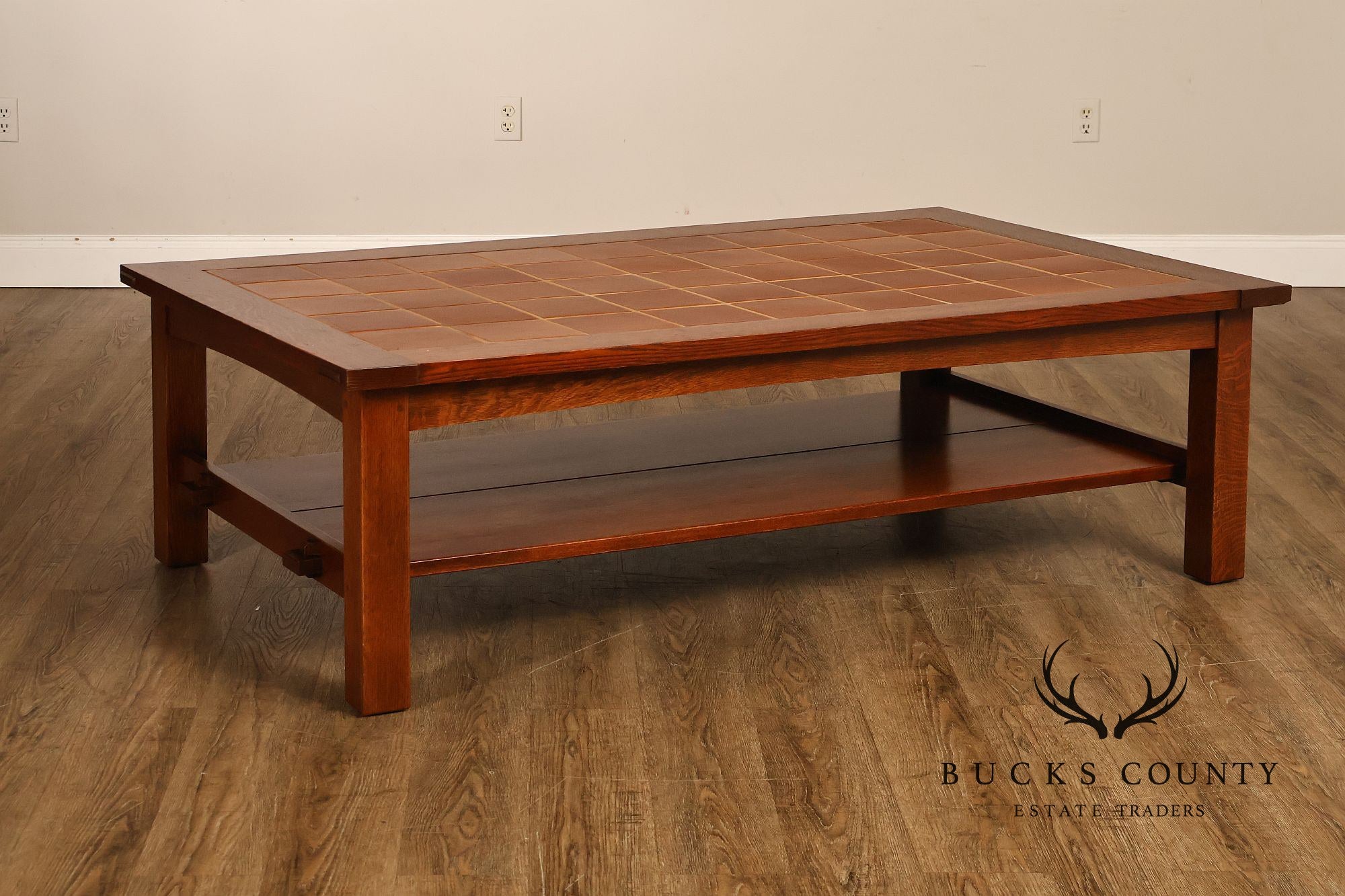 Stickley Mission Collection Oversized Oak Tile Top Coffee Table