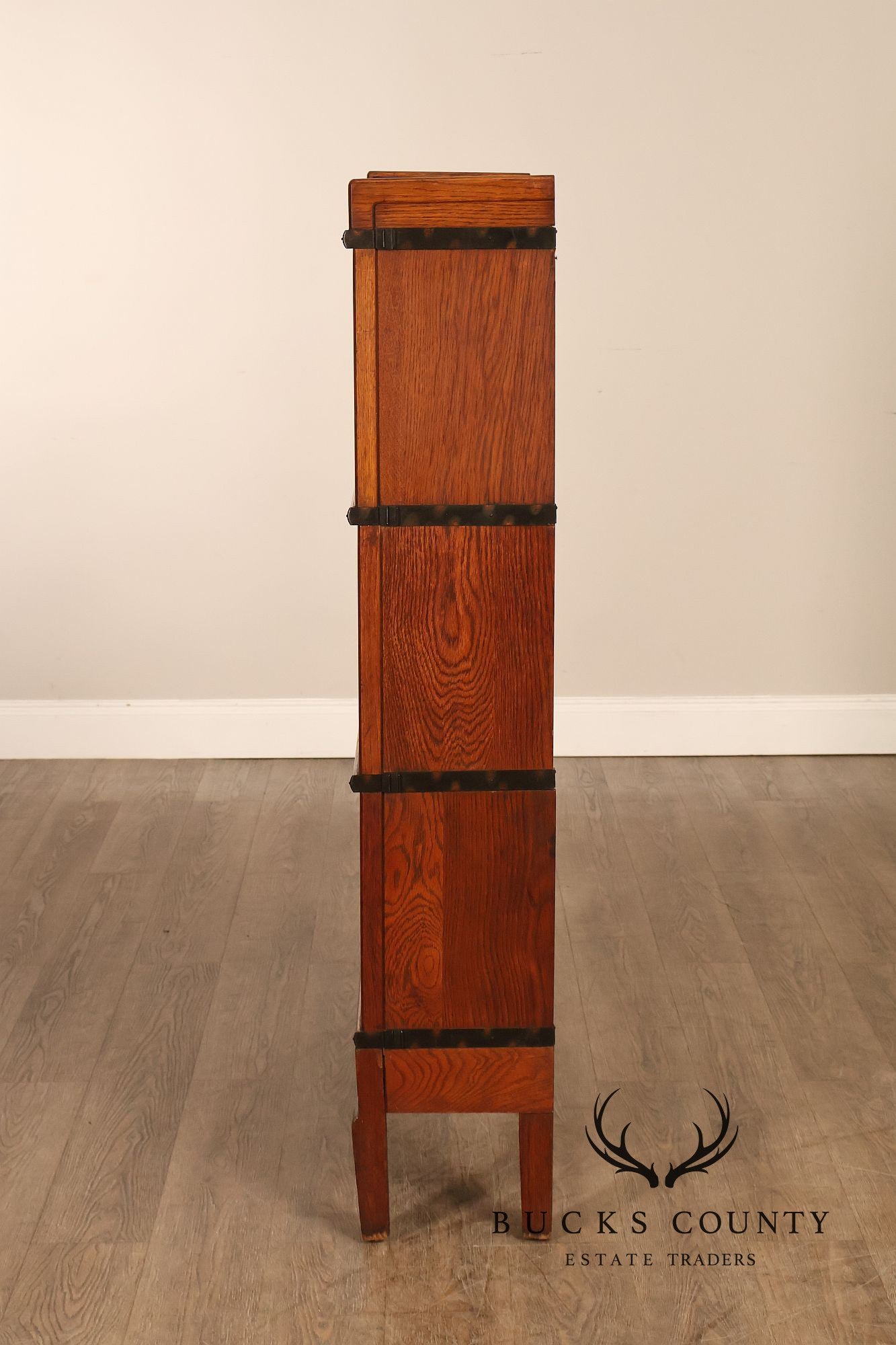 Macey Antique Oak Three Section Barrister Bookcase