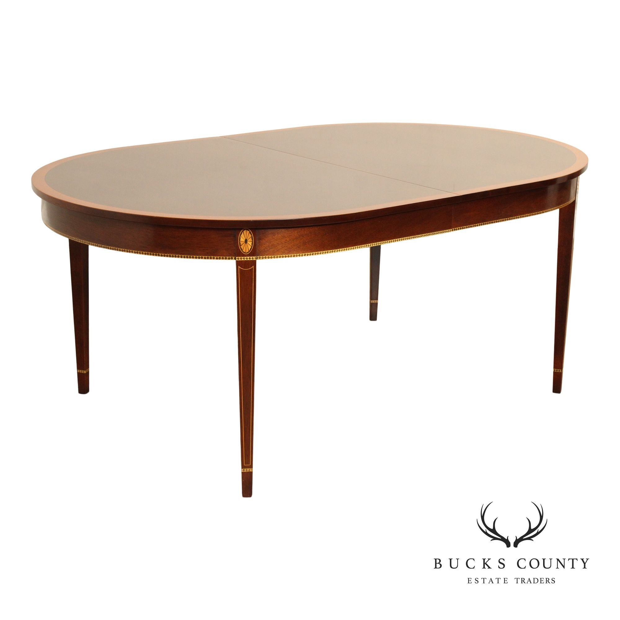 Stickley Federal Style Inlaid Mahogany Extendable Oval Dining Table