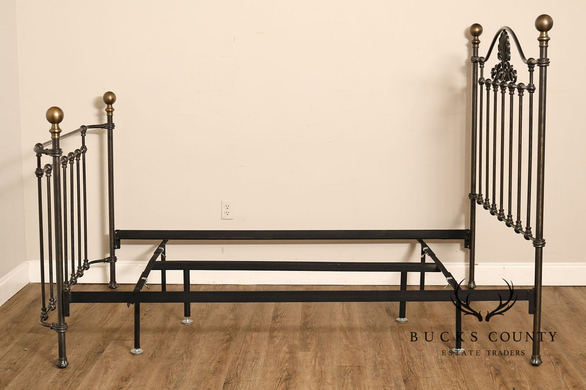 Victorian Style Traditional Wrought Iron And Brass Queen Size Bed Frame