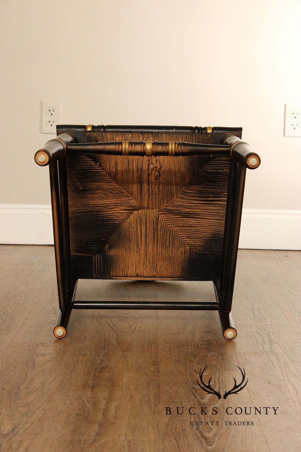 Early American Style Ebonized Rush Seat Side Chair