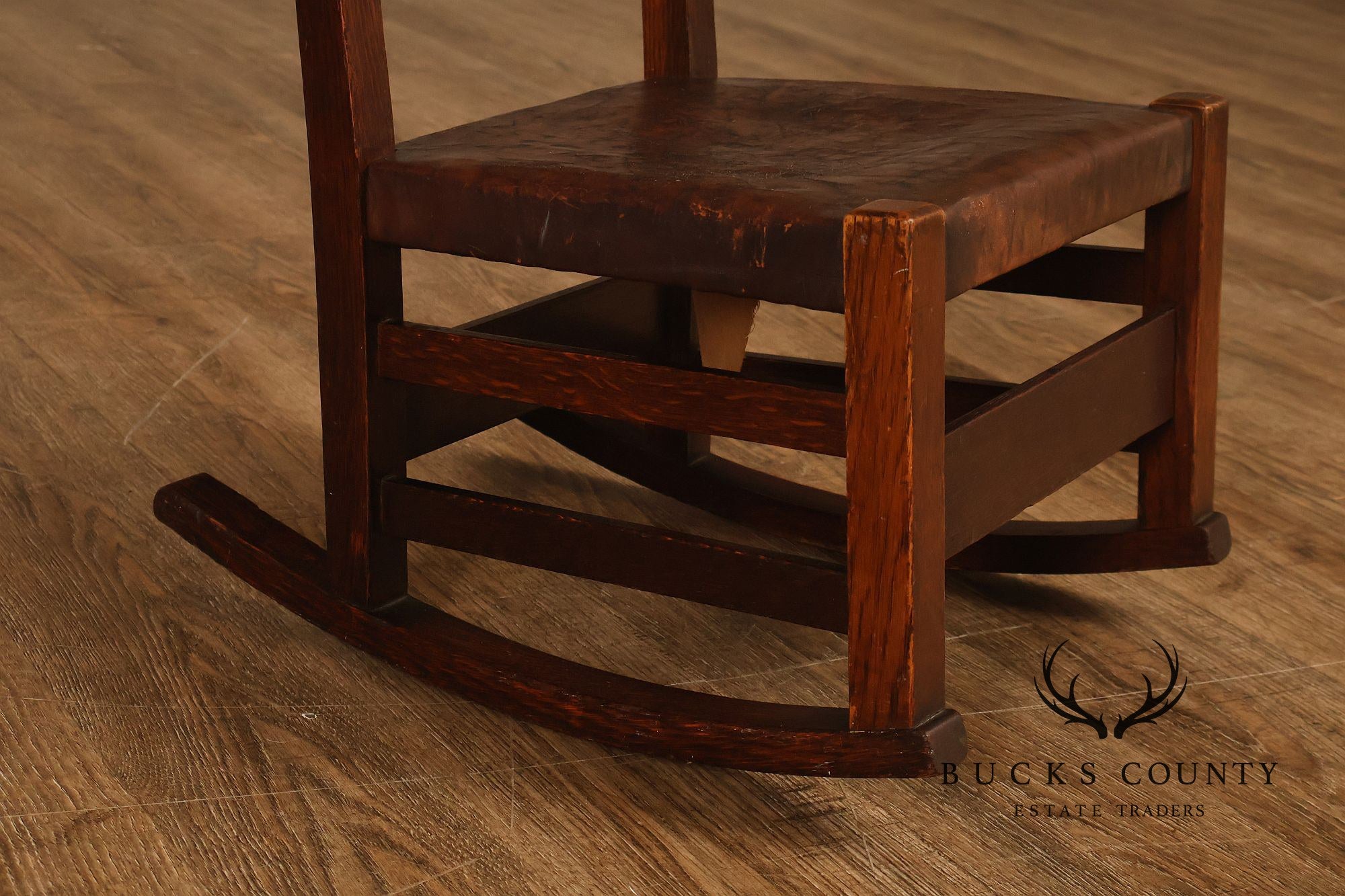 Antique Gustav Stickley Arts And Crafts Oak Child's Chair And Rocker
