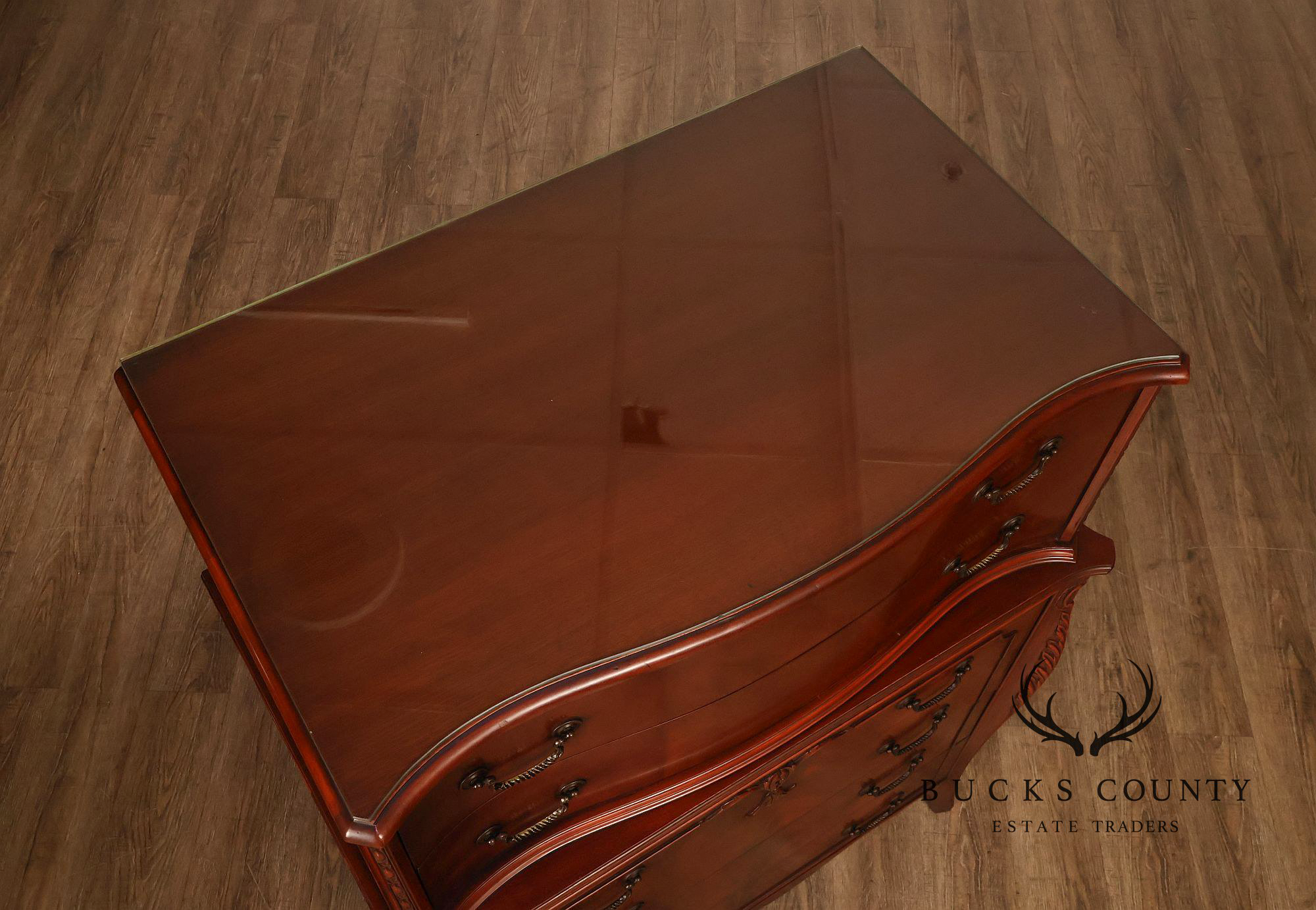 1940;s French Style Flame Mahogany Serpentine Chest-On-Chest