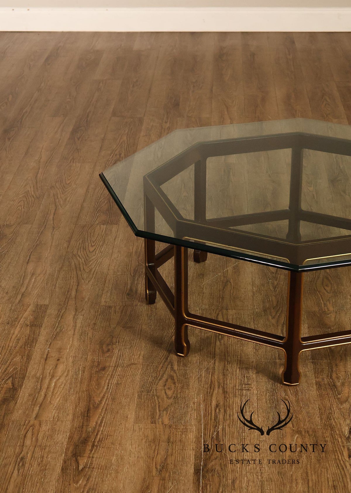 Asian Style Glass Top Octagonal Coffee Table