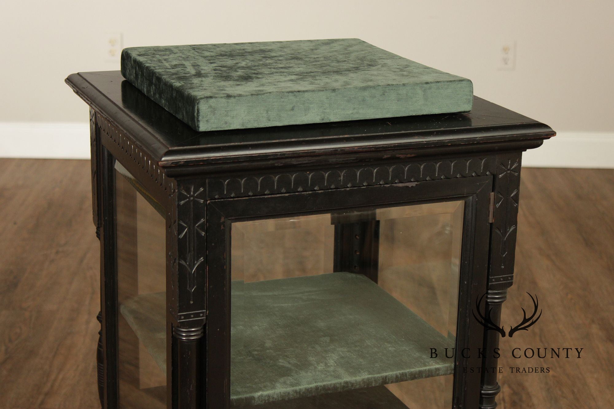 Antique Aesthetic Ebonized Jewelers Display Cabinet