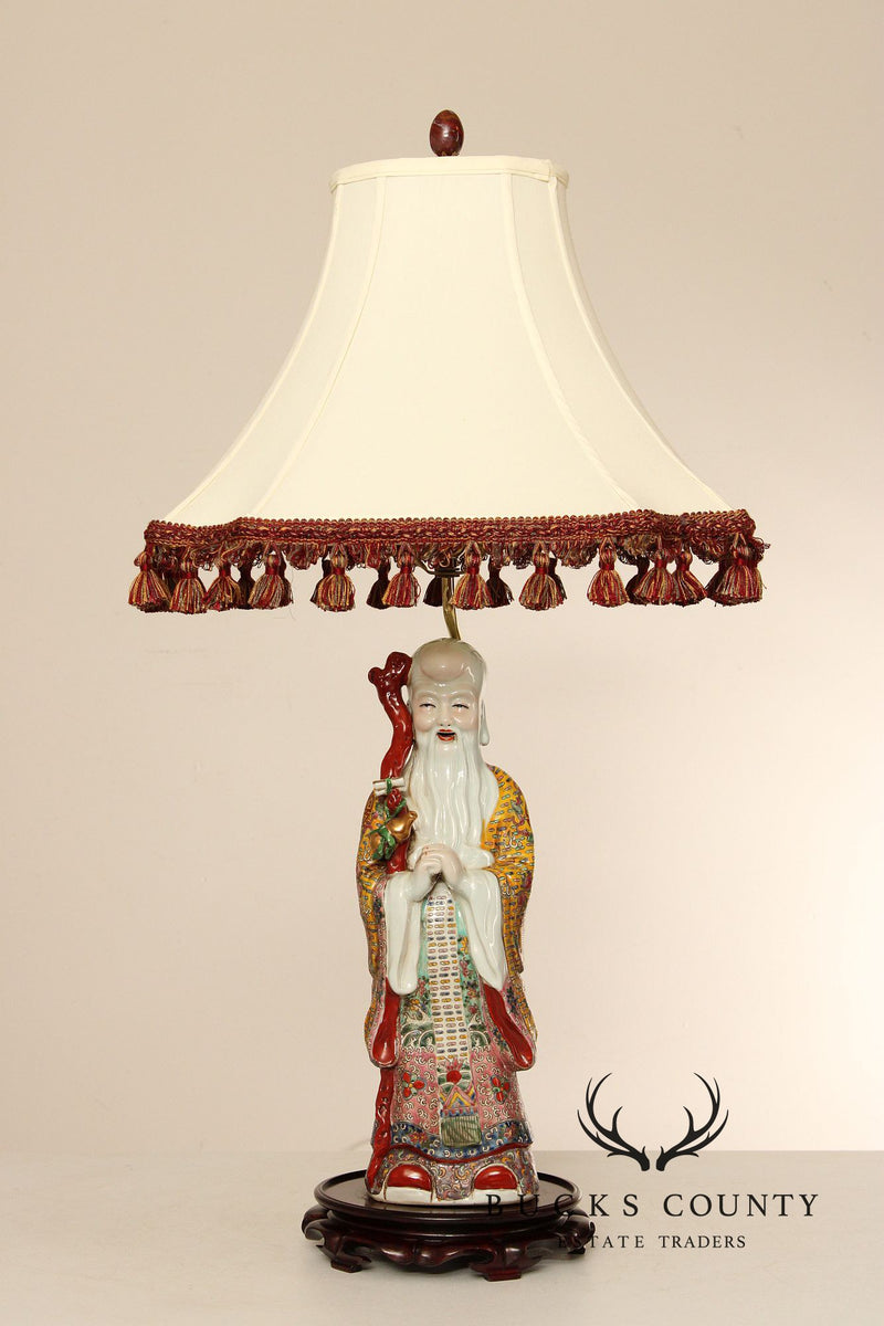 Chinese Immortal Porcelain Table Lamp