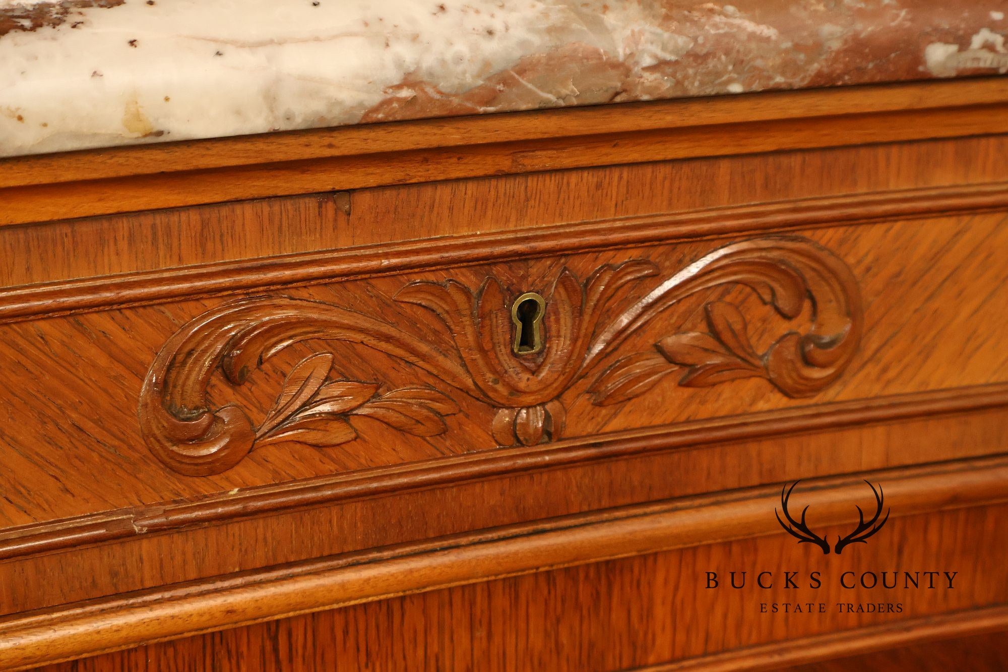 1920's French Louis XV Style Satinwood Marble Top Server