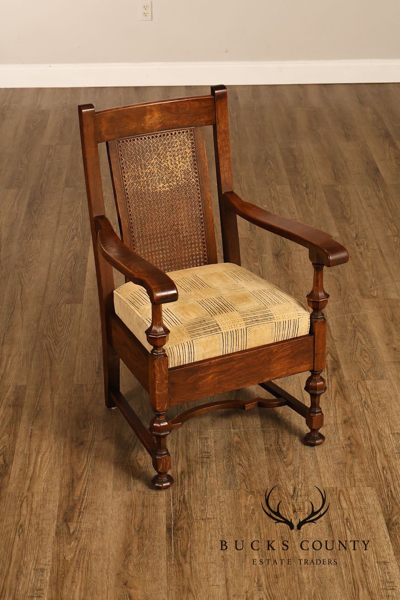 Rittercraft Arts & Crafts Cane Back Oak Armchair