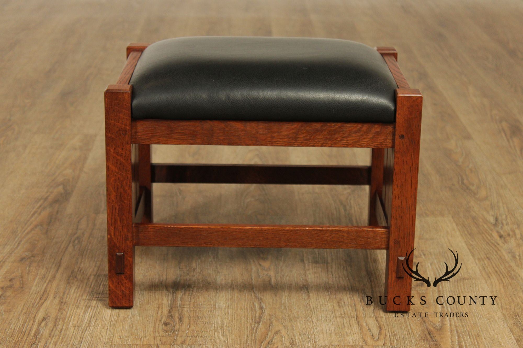 Stickley Mission Collection Oak Bow Arm Morris Chair and Ottoman