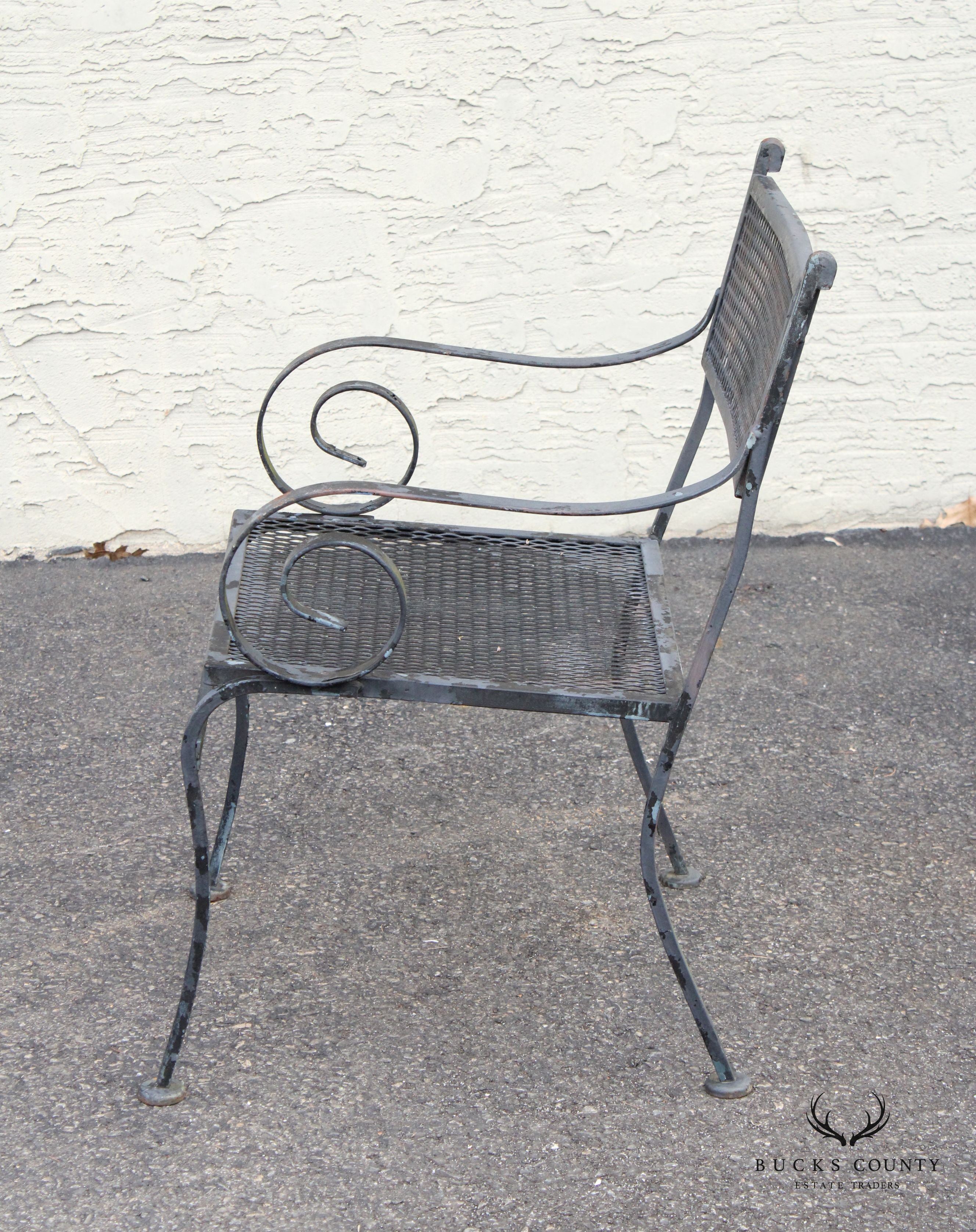 Vintage Pair of Wrought Iron Outdoor Garden Armchairs