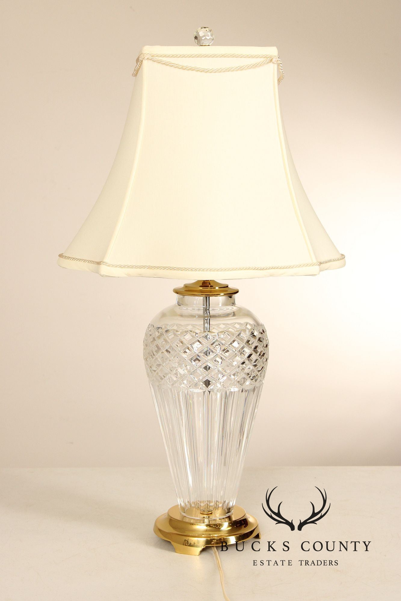 Waterford Belline Collection Pair of Crystal and Brass Table Lamps