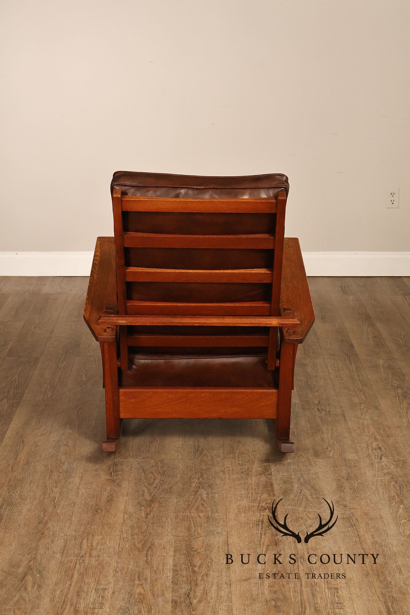 Antique L & JG Stickley Mission Oak Morris Rocker
