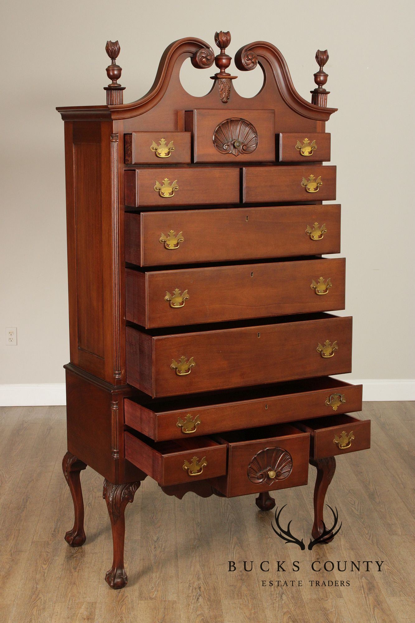 Feldenkrais Chippendale Style Mahogany Highboy Chest