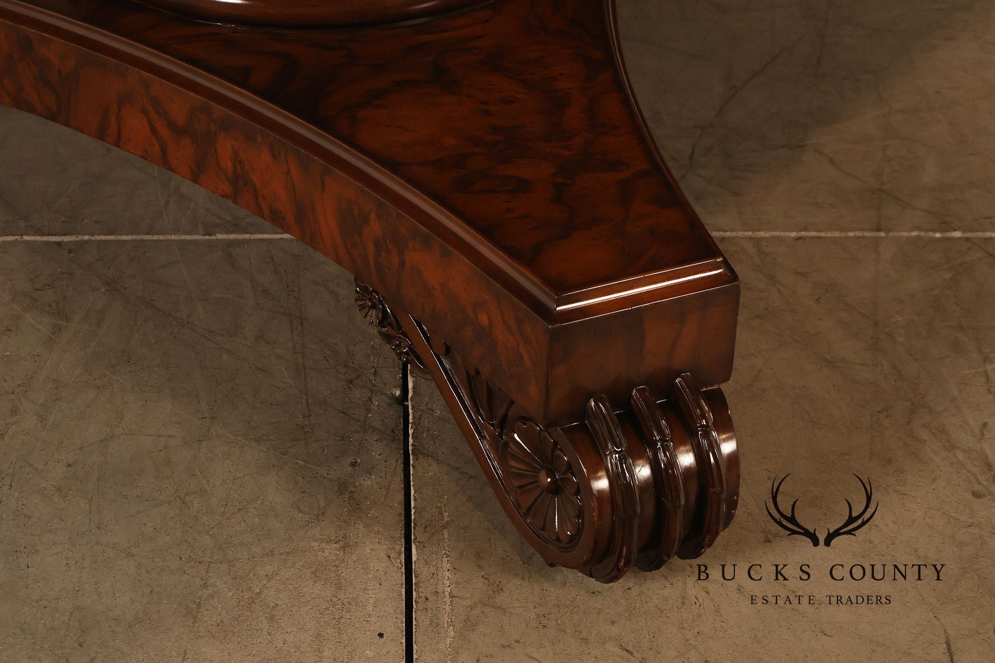 Custom Regency Style Burl Walnut Double Pedestal 12' Dining Table