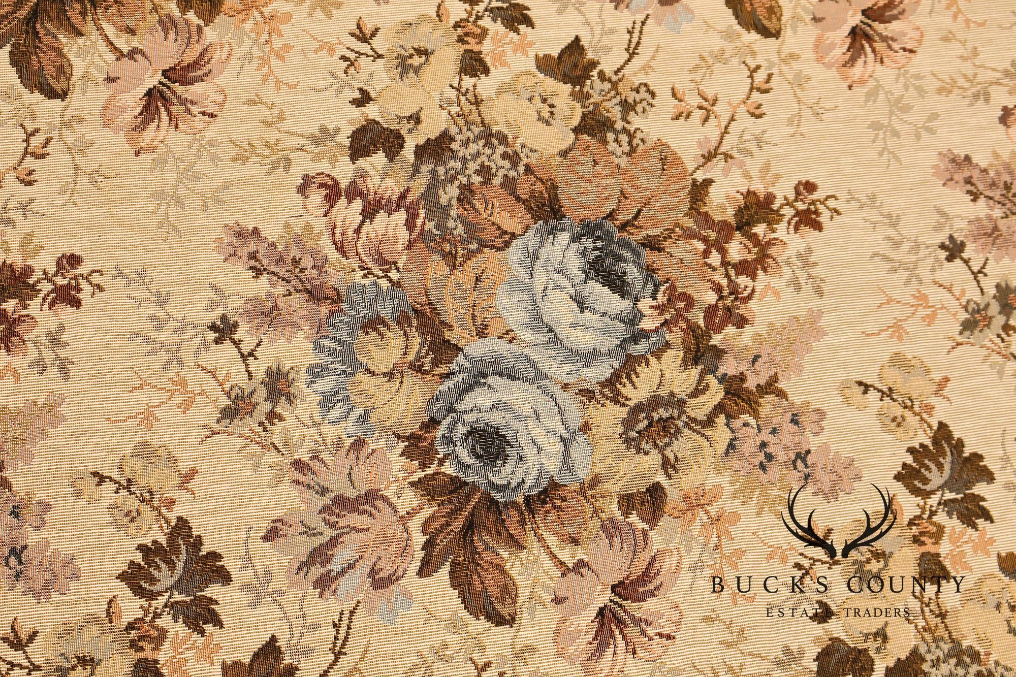 Victorian Style Carved Floral Upholstered Sofa