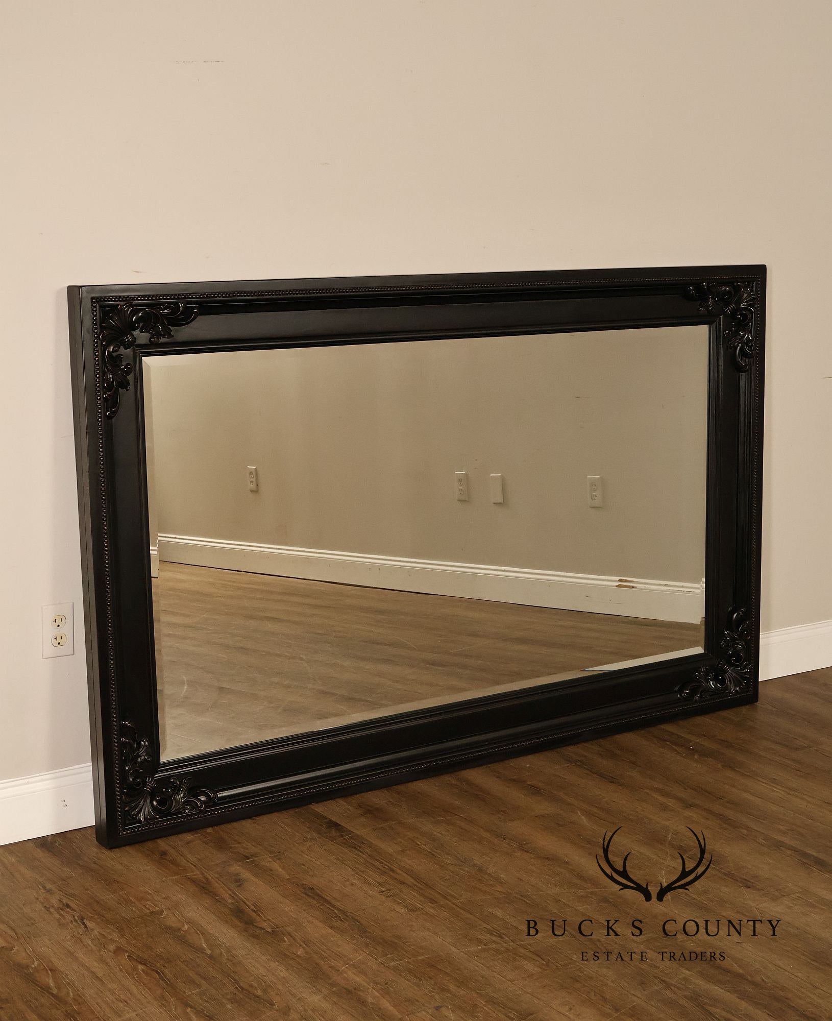 Rococo Style Large Ebonized Leaner Mirror