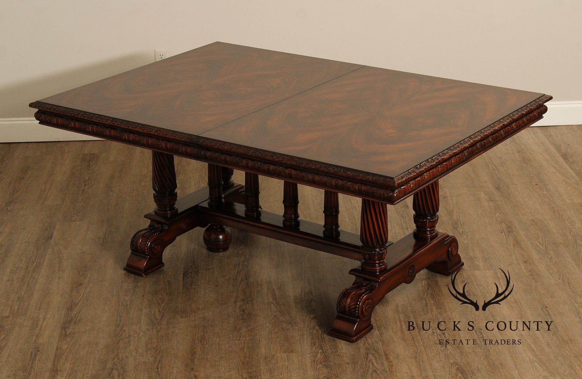 Theodore Alexander Carved Mahogany Expandable Banquet Dining Table