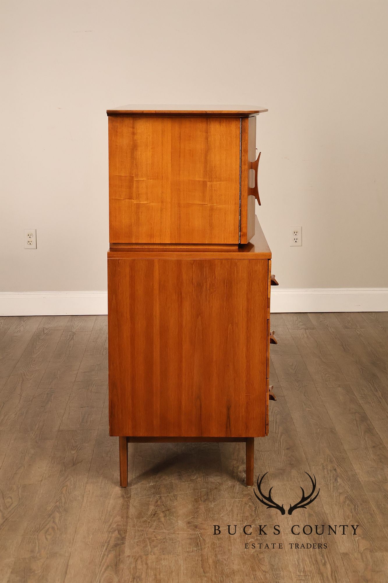 Mid Century Modern Walnut Tall Chest of Drawers