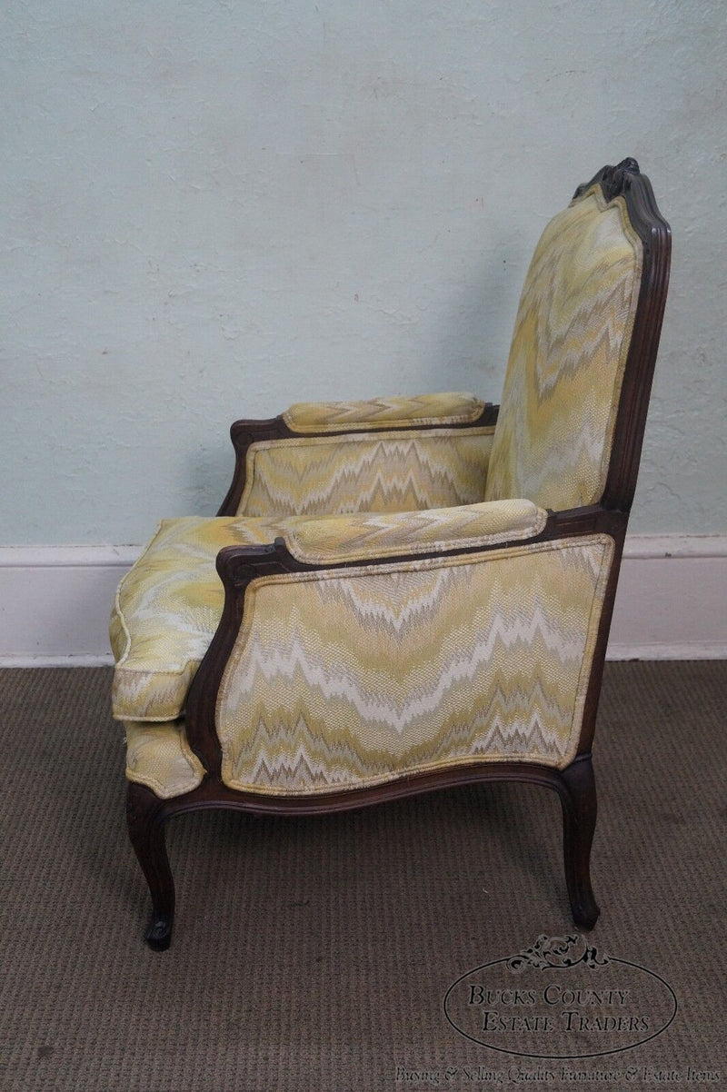 Quality French Louis XV Style walnut Frame Bergere Chair