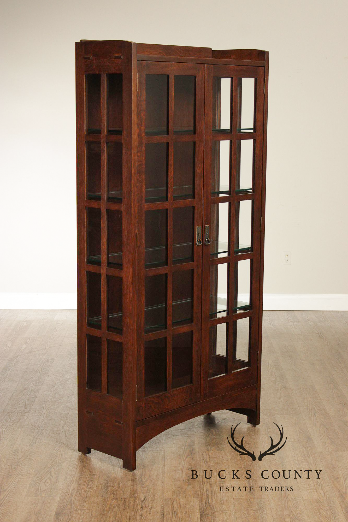 Stickley Mission Collection Oak Lighted Display Cabinet