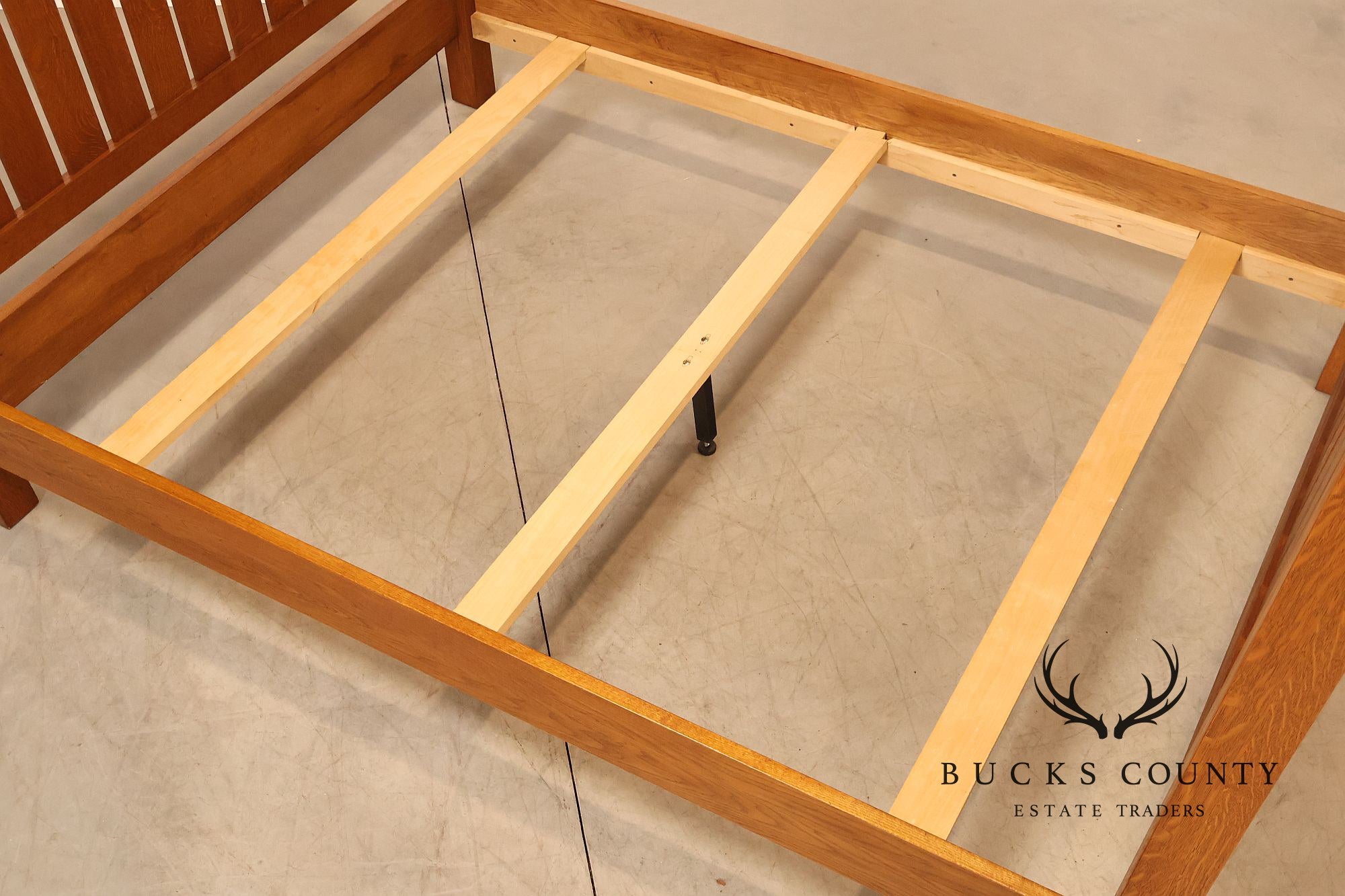 Custom Crafted Mission Style Oak Queen Bed Frame
