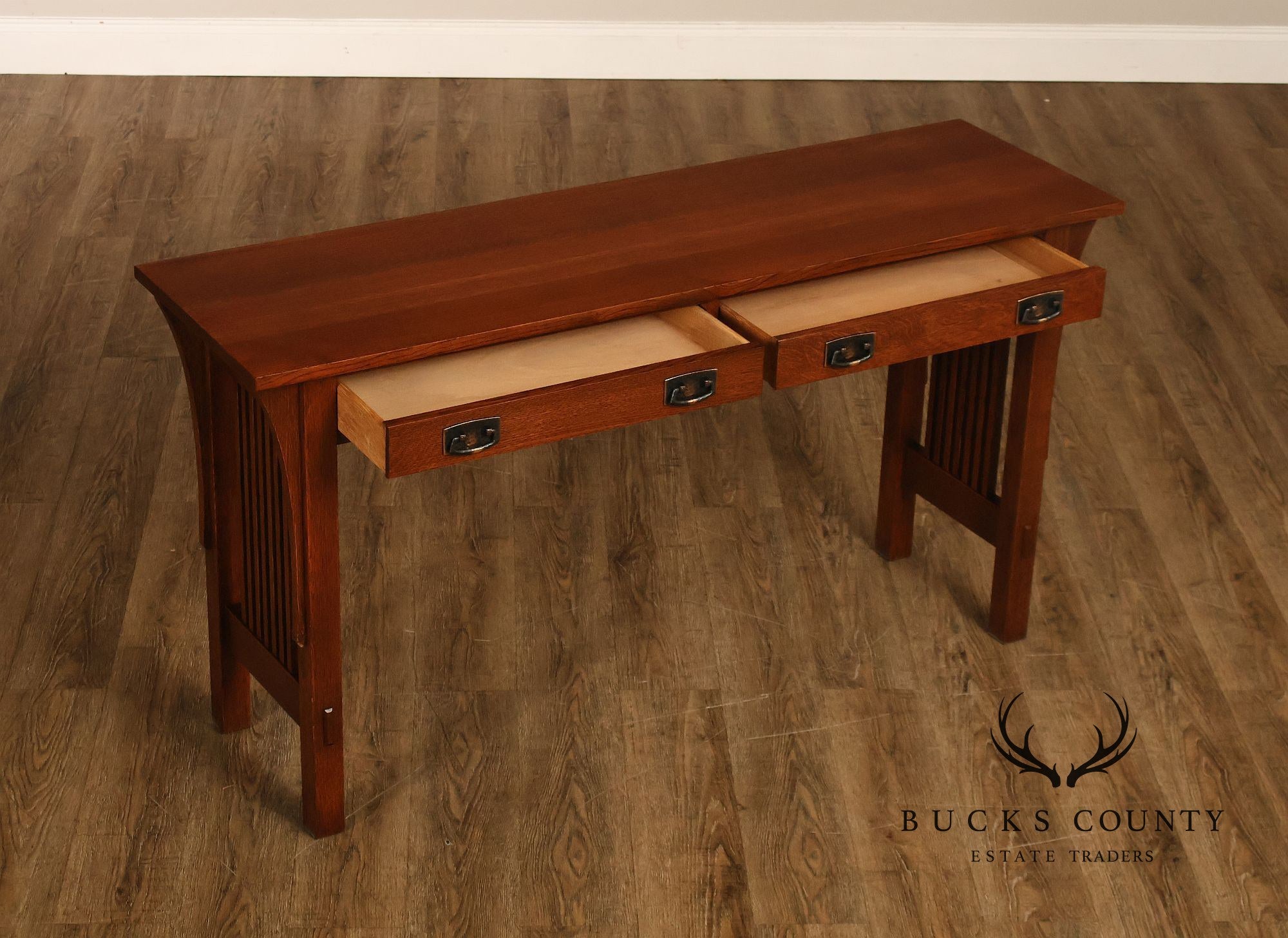 Stickley Mission Collection Oak Two Drawer Sofa Table