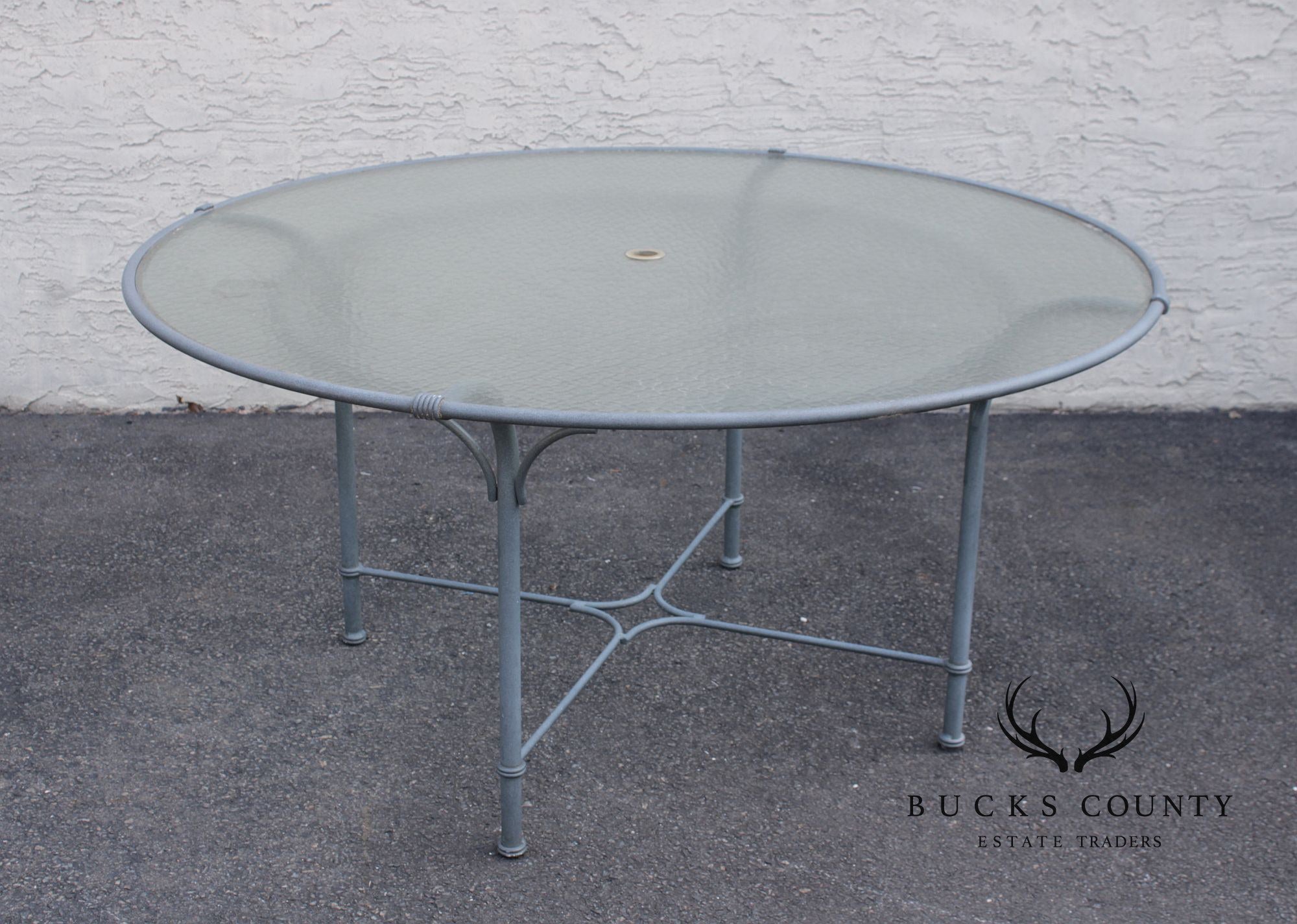 Brown Jordan Large Round Glass Top Patio Dining Table