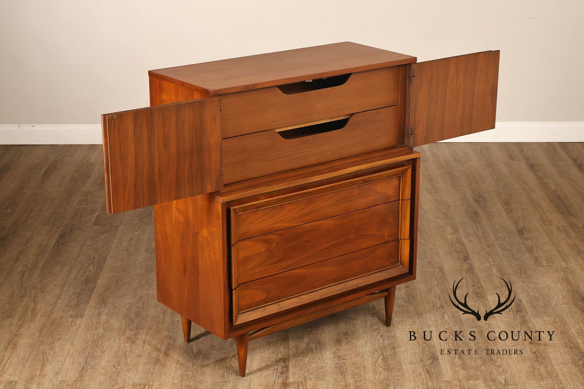 Mid Century Modern Walnut Gentleman’s Chest With Cabinet And Drawers By Basic Witz