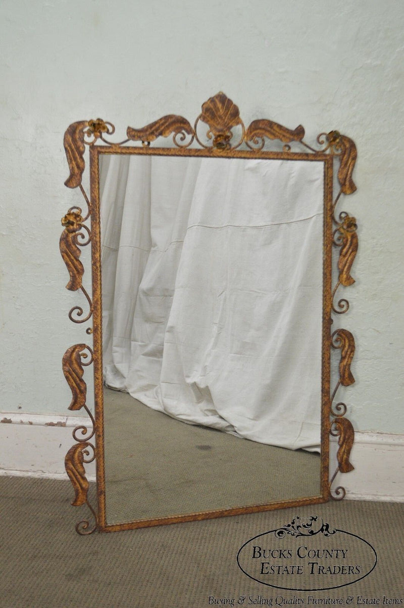 Rococo Style Italian Gilt Metal Frame Wall Mirror