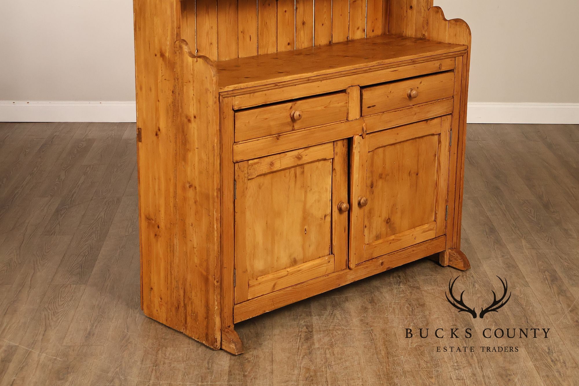 Antique English Farmhouse Pine Open Hutch Pantry Cupboard