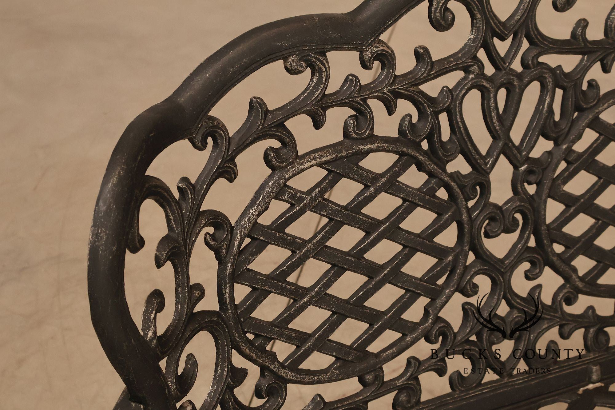 Cast Aluminum Garden Bench With Ornate Lattice Back
