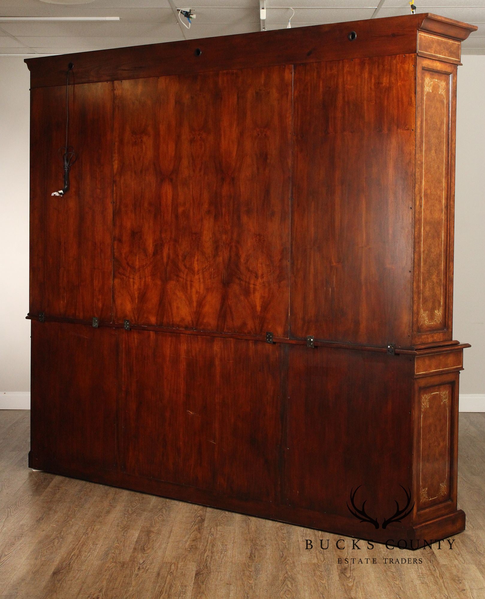 Theodore Alexander Monumental Inlaid Mahogany Breakfront Bookcase