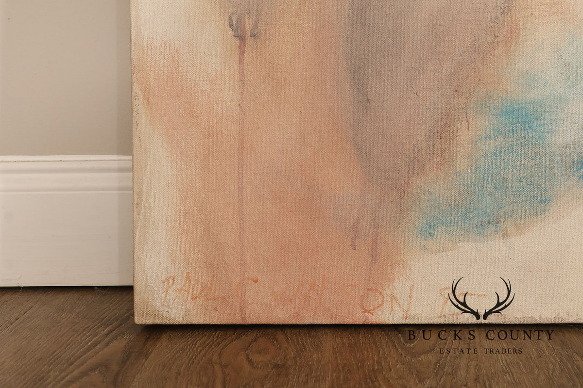 Large Modern Abstract Pastel Painting On Canvas By Paul C Wilson
