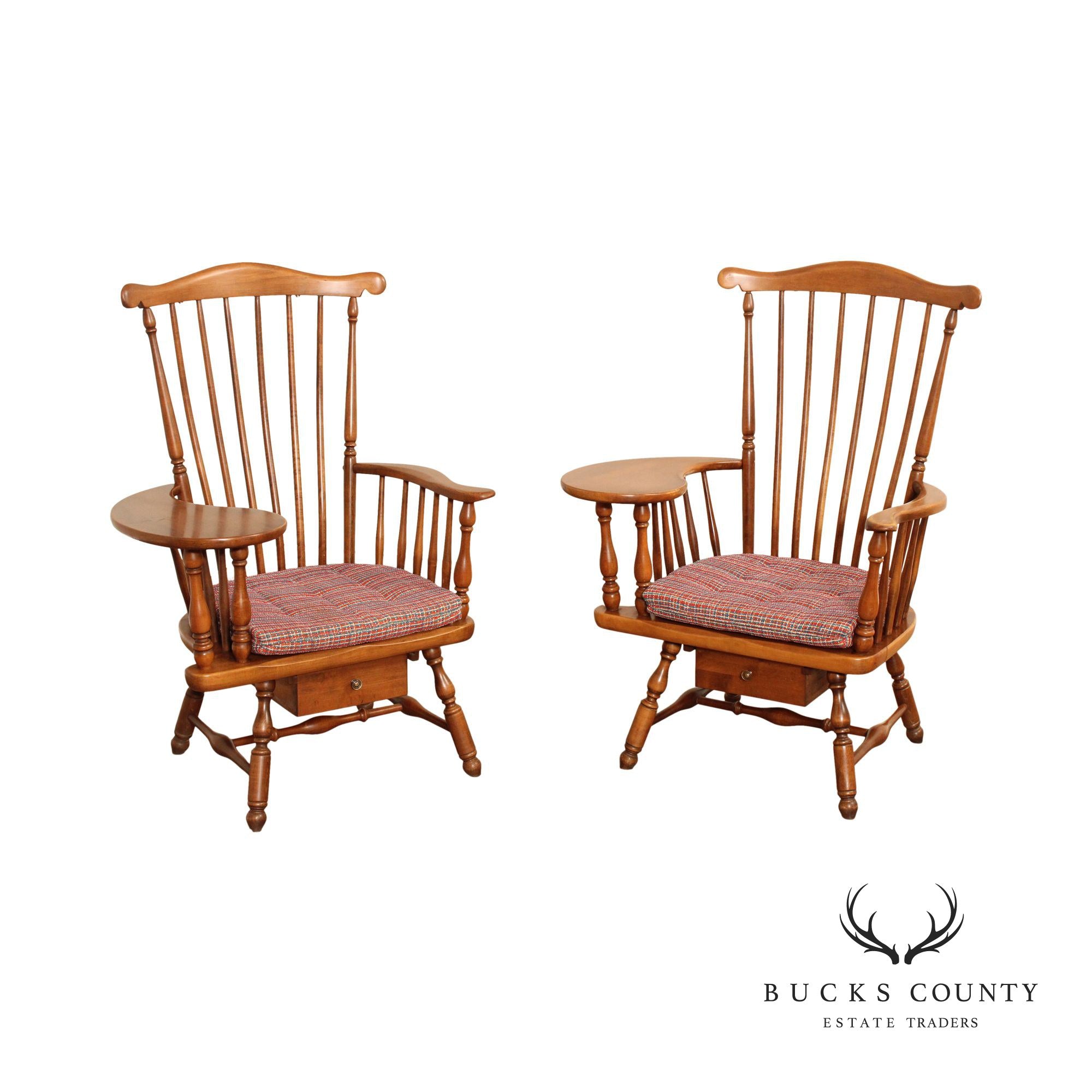 Heywood Wakefield Pair of Maple Windsor Writing Chairs