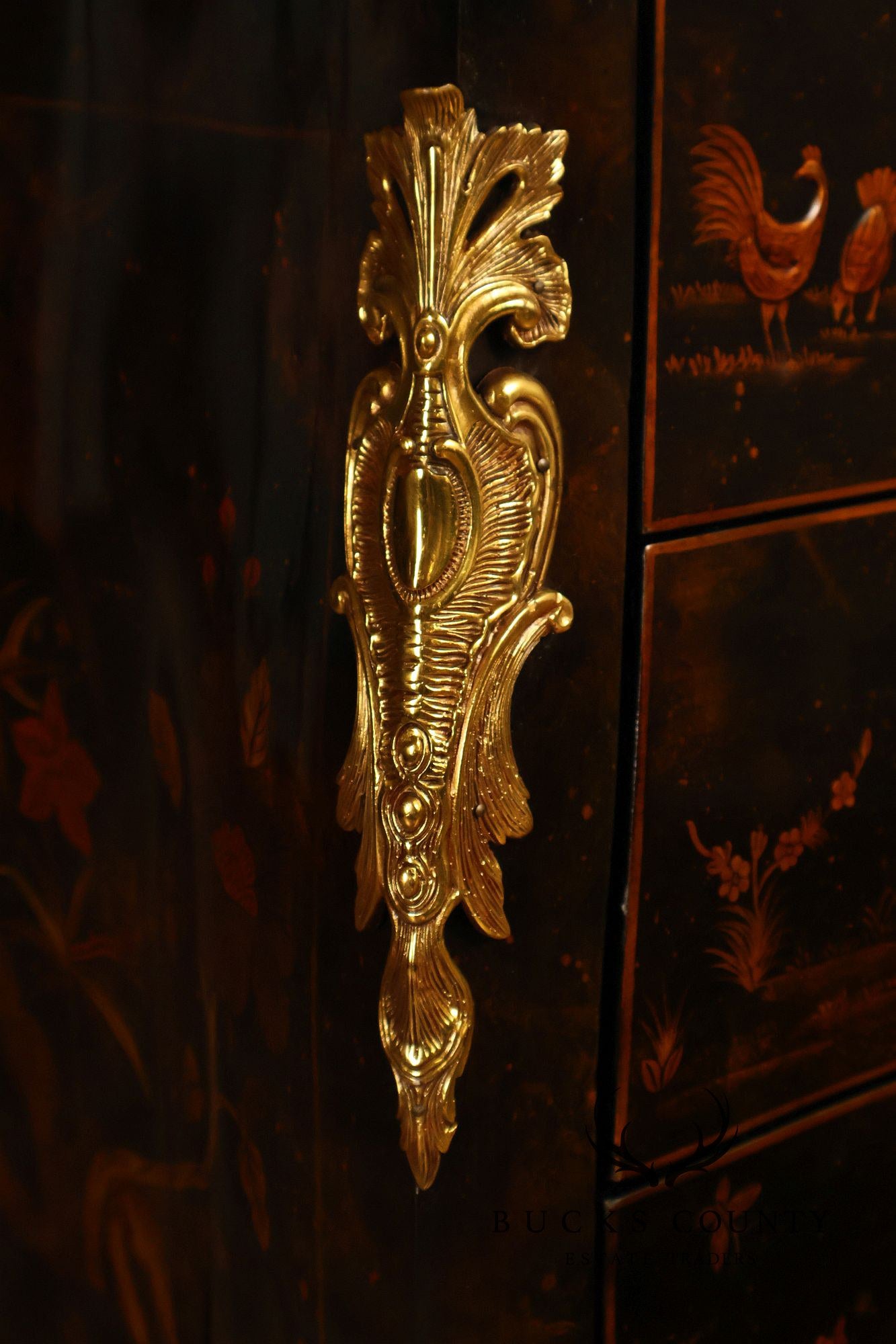 Maitland Smith Chinoiserie Hand Painted Bombe Chest
