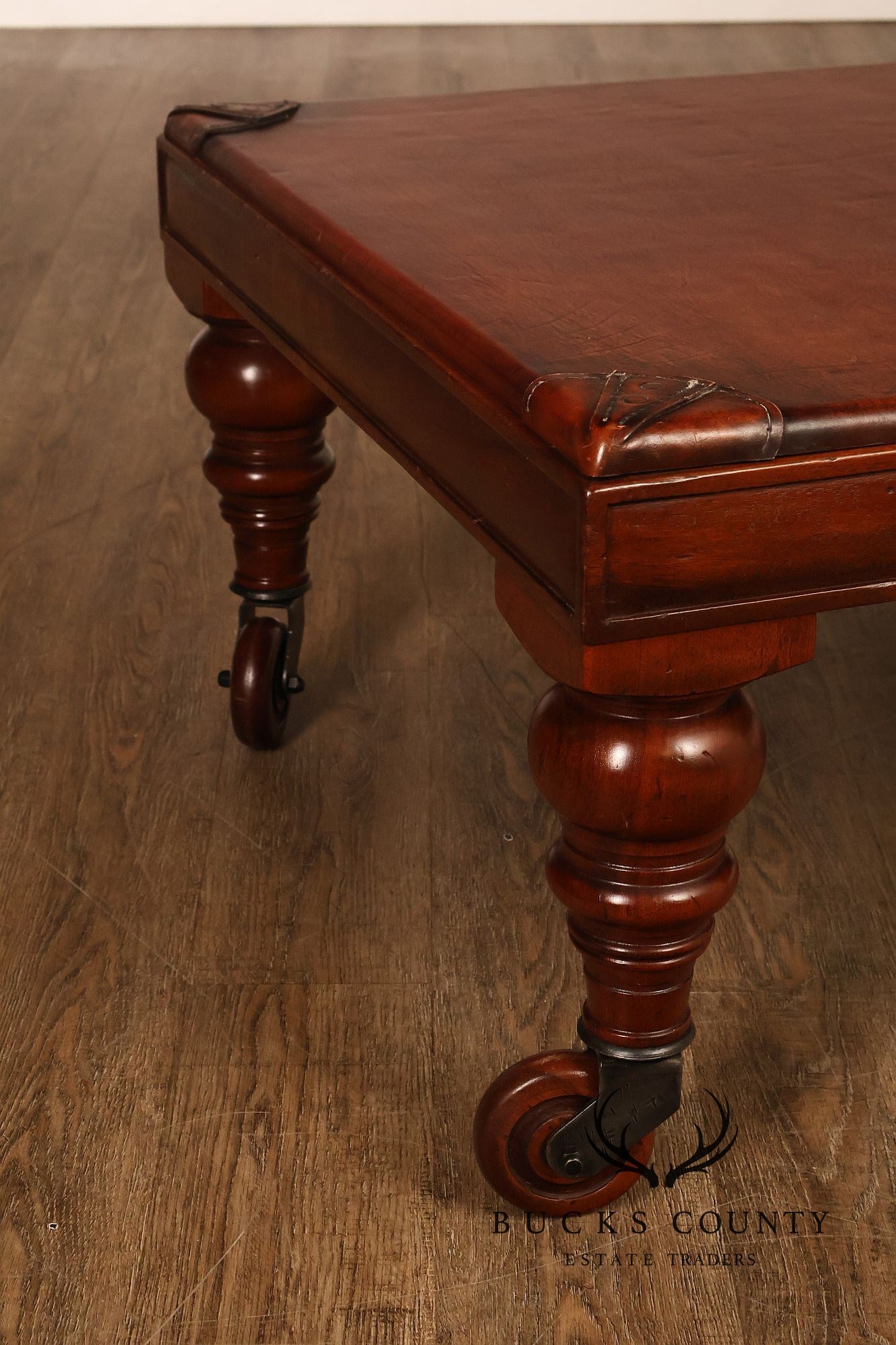 South Cone Company Traditional LeatherTop Coffee Table On Casters