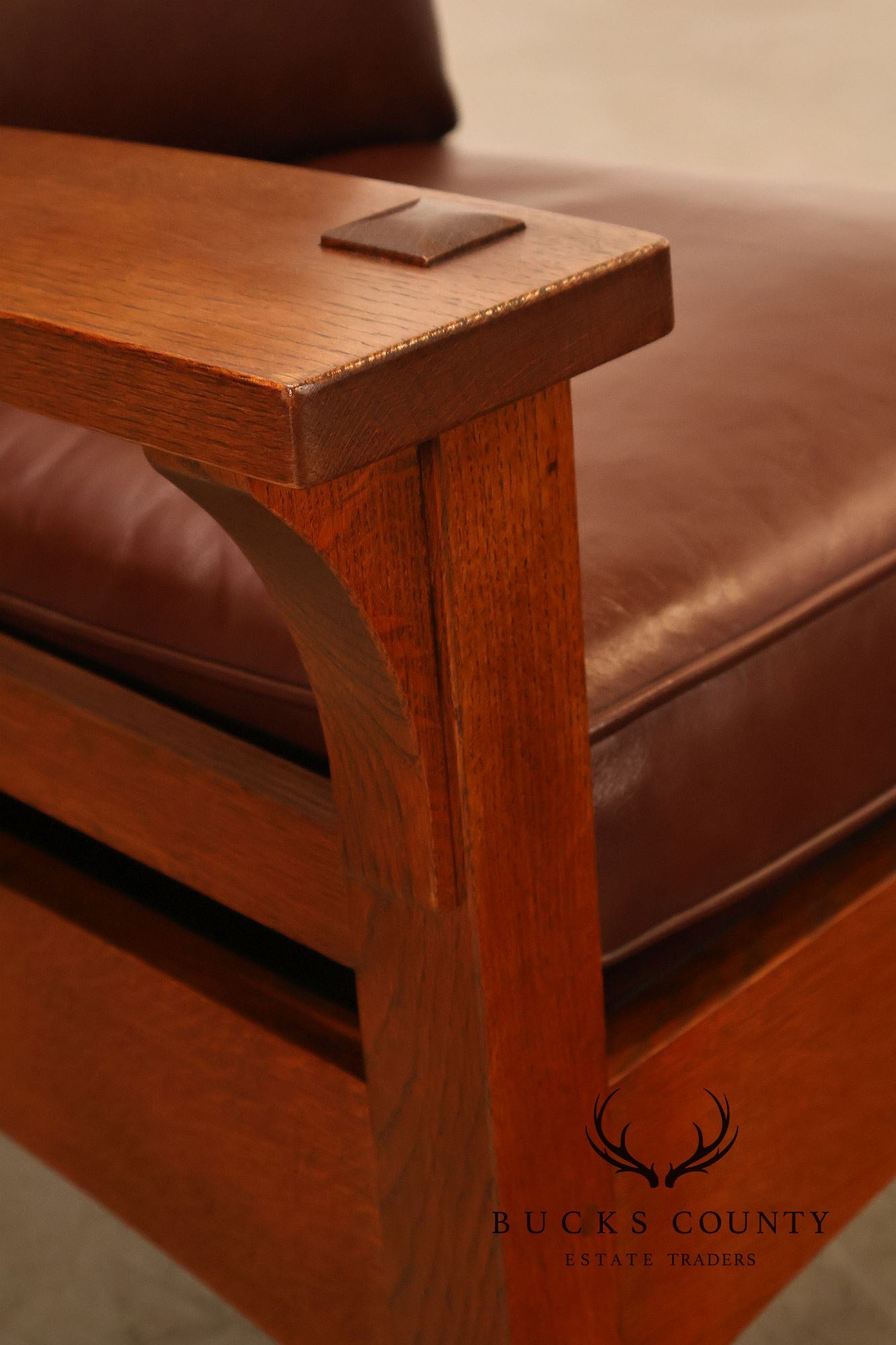 Stickley Mission Collection Oak And Leather Lounge Chair