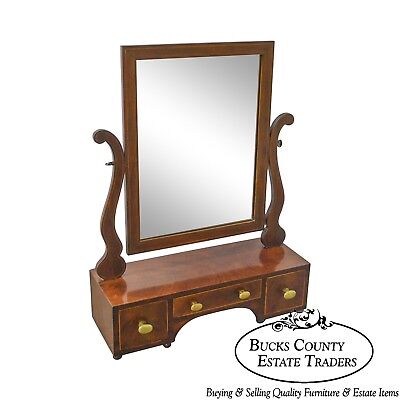 Antique 19th Century Mahogany Shaving Mirror w/ Drawers