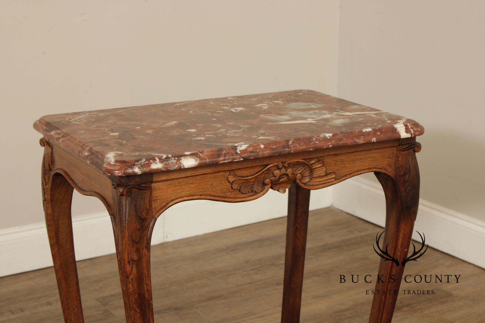 French Louis XV Style Marble Top End Table