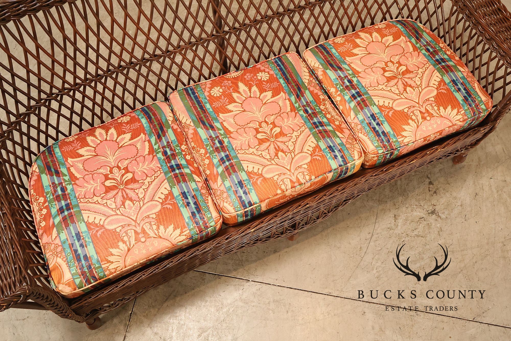Antique Bar Harbor Style Wicker Sofa