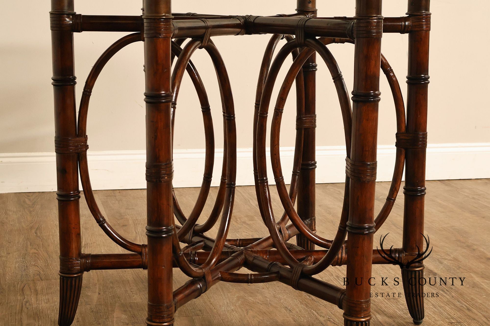 Faux Bamboo Base 48" Round Glass Top Dining Table