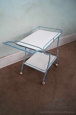 Mid Century Modern Faux Bamboo Painted Cast Aluminum Serving Cart