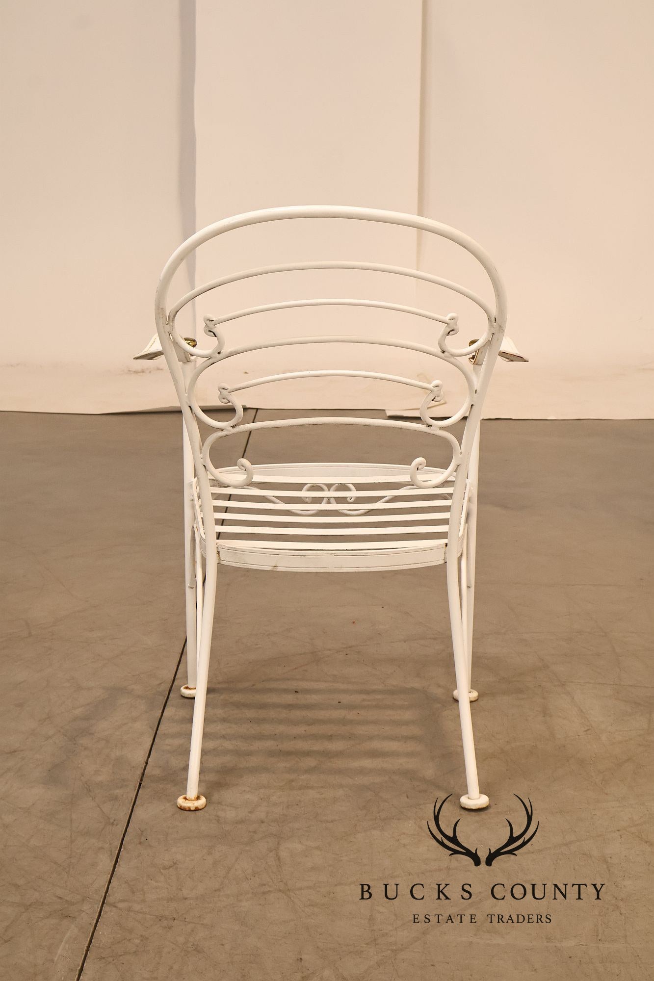 Woodard Pair of Wrought Iron Outdoor 'Ribcage' Armchairs