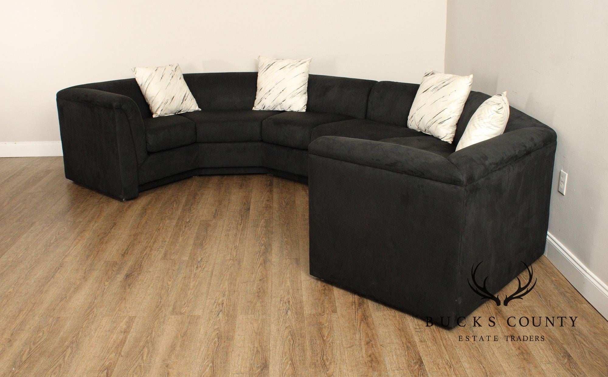 Postmodern Curved Black Sectional Sofa