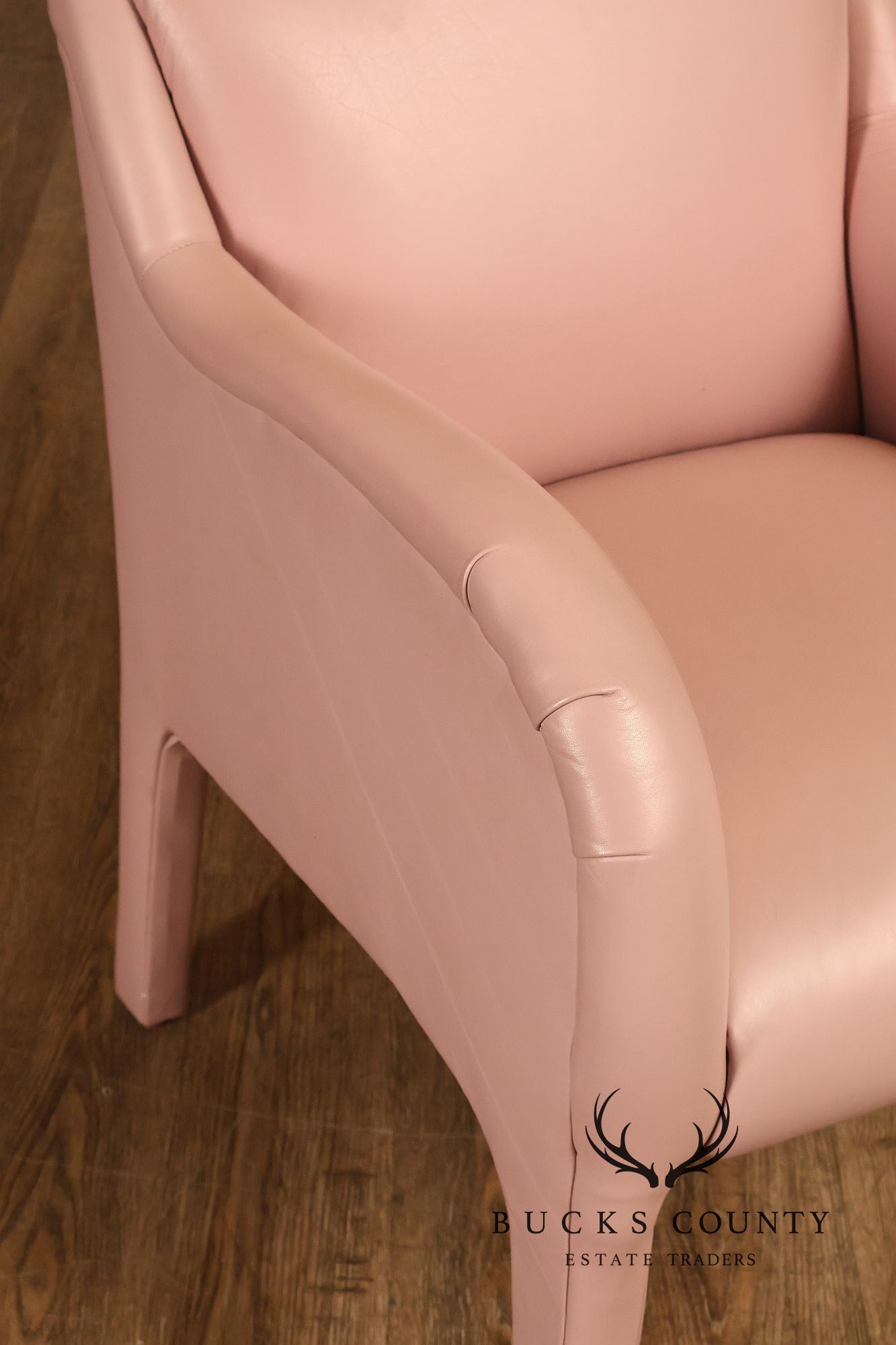 Vintage Lazar Industries East Pair Of Contemporary Modern Pink Upholstered Armchairs
