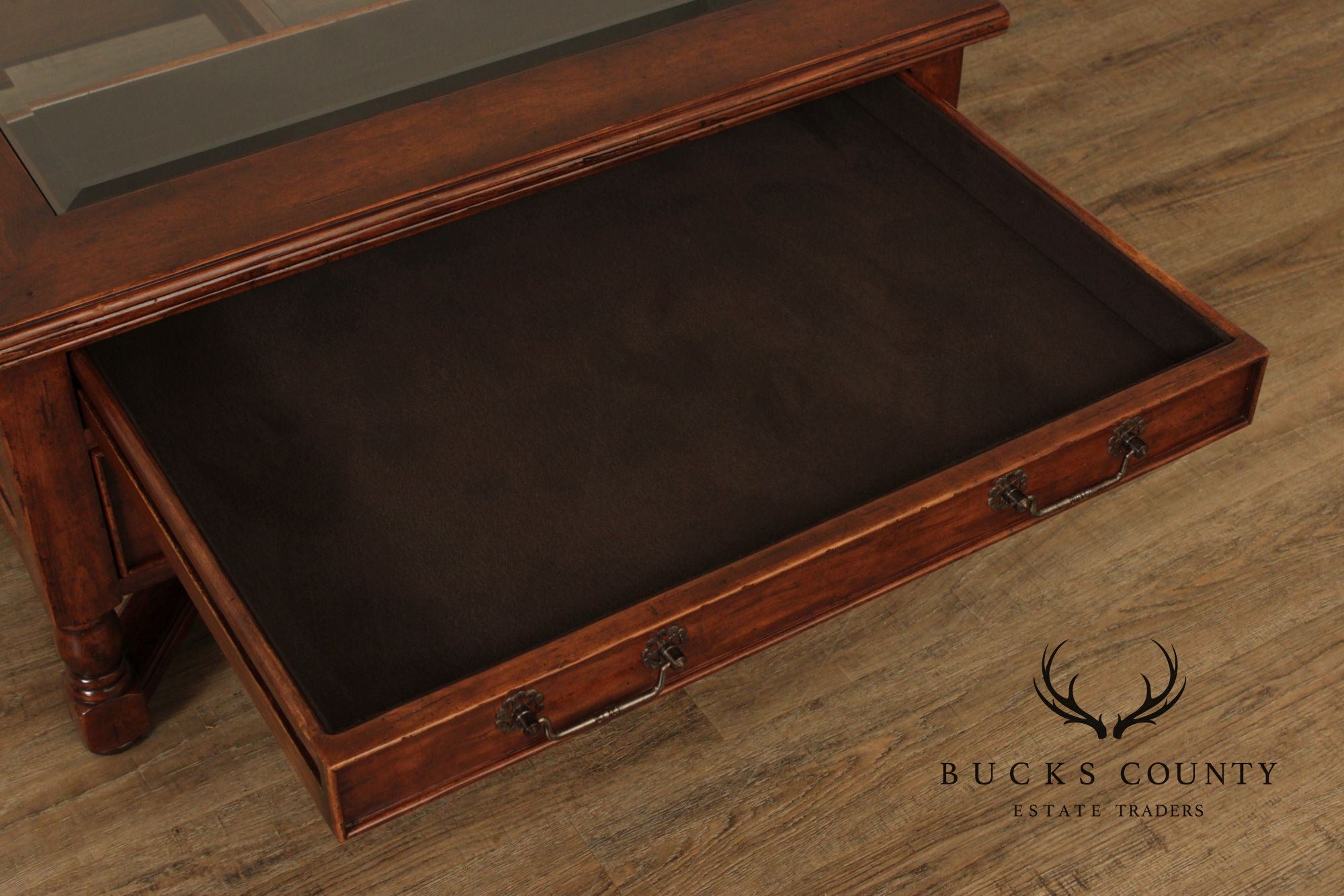 Bausman & Co. Glass Top Storage Coffee Table