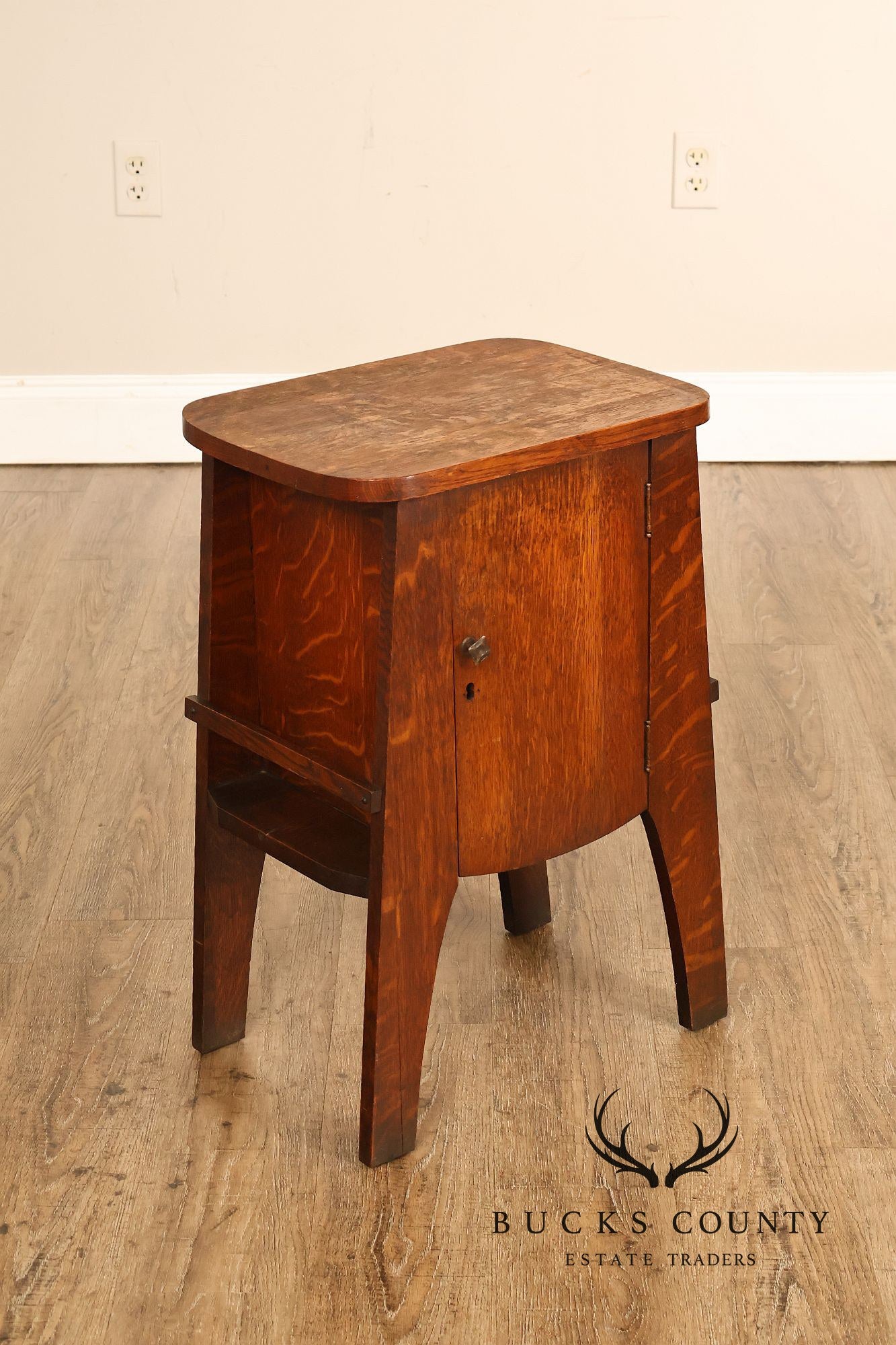 Antique Mission Oak Smoke Stand Bedside Cabinet
