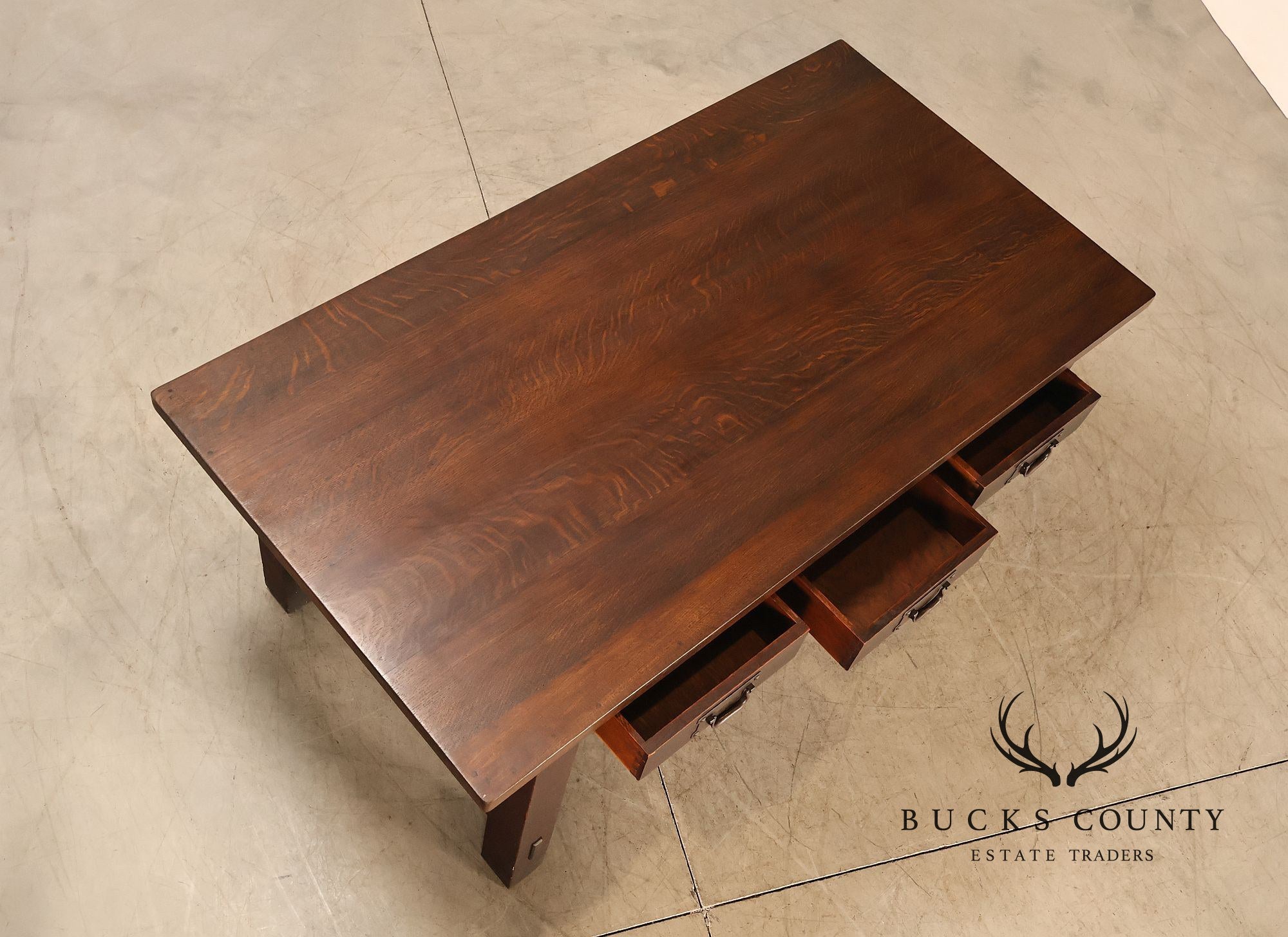 Early Gustav Stickley No. 460 Oak Library Table With Rare  Hardware
